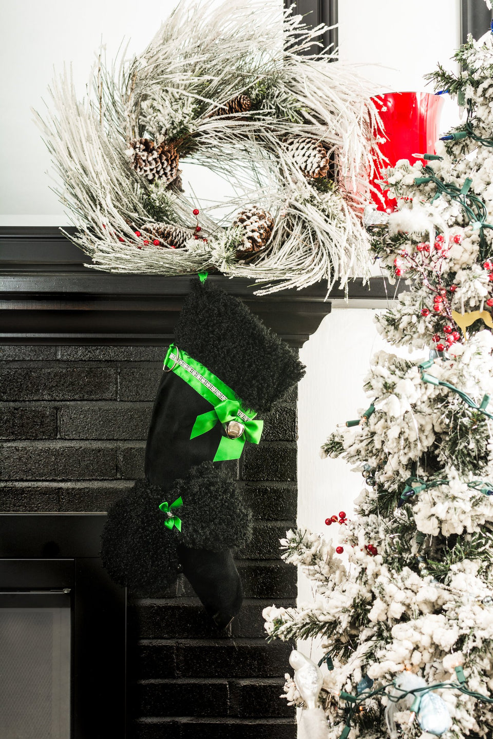 This Black Poodle shaped dog Christmas stocking is the perfect gift for stuffing toys and treats into to spoil your fur baby for Christmas, or whatever holiday you celebrate!