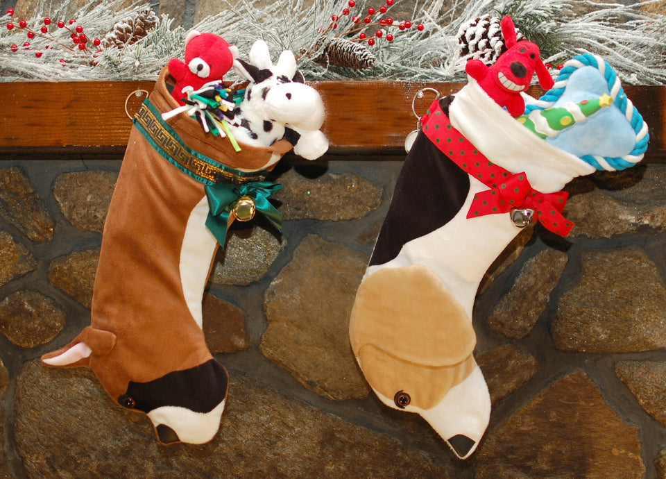 This Boxer shaped Christmas dog stocking is the perfect gift for stuffing toys and treats into to spoil your fur baby for Christmas, or whatever holiday you celebrate!