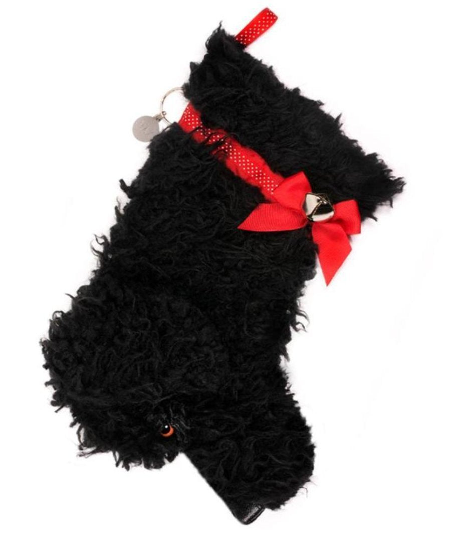 Black Doodle Portuguese water dog Christmas stocking by Hearth Hounds