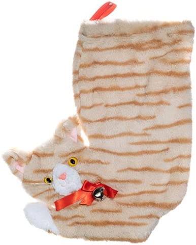 Pronk! Orange Striped Tabby 12 x 14 Inch Faux Fur Fireside Felines Decorative Cat Christmas Stocking