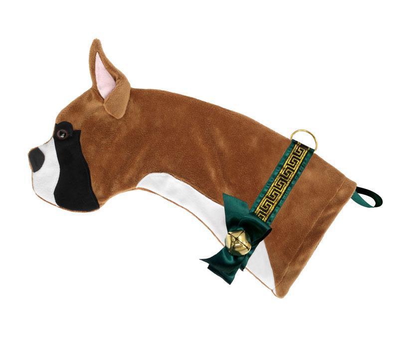 This Boxer dog shaped Christmas stocking is the perfect gift for stuffing toys and treats into to spoil your fur baby for Christmas, or whatever holiday you celebrate!