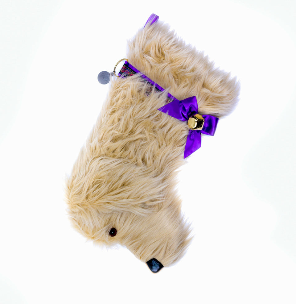 This Goldendoodle Christmas dog stocking is perfect for stuffing toys and treats into to spoil your fur baby for Christmas, or whatever holiday you celebrate!