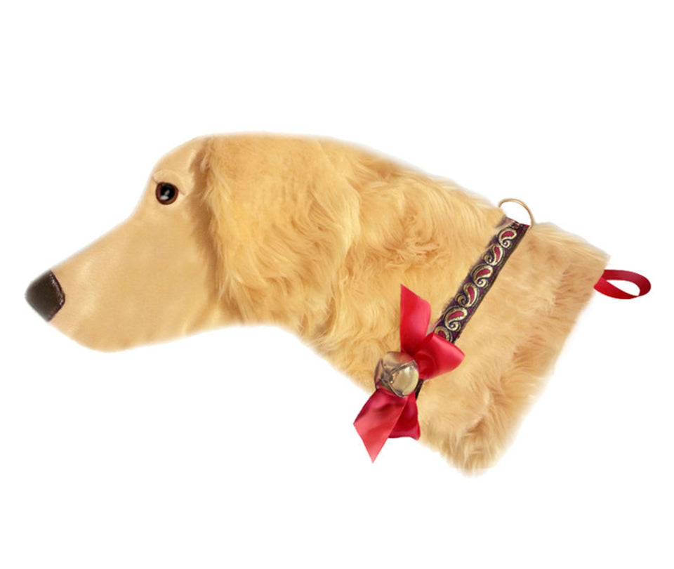 This Golden Retriever dog shaped Christmas stocking is perfect for stuffing toys and treats into to spoil your fur baby for Christmas, or whatever holiday you celebrate!