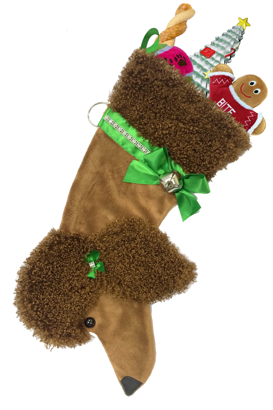 Poodle Dog Christmas Stocking (brown)