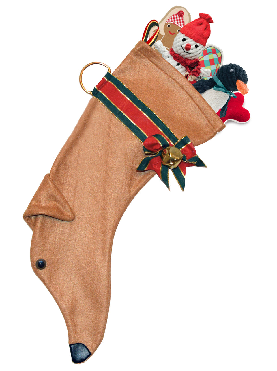 This Greyhound dog shaped Christmas stocking is perfect for stuffing toys and treats into to spoil your fur baby for Christmas, or whatever holiday you celebrate! 