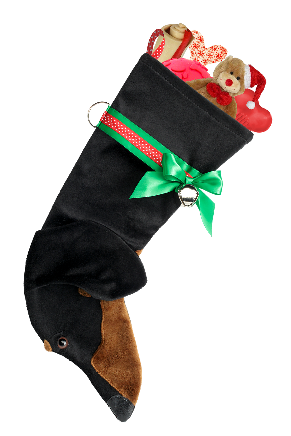 This Black and Tan Dachshund dog Christmas stocking is perfect for stuffing toys and treats into to spoil your fur baby for Christmas, or whatever holiday you celebrate!