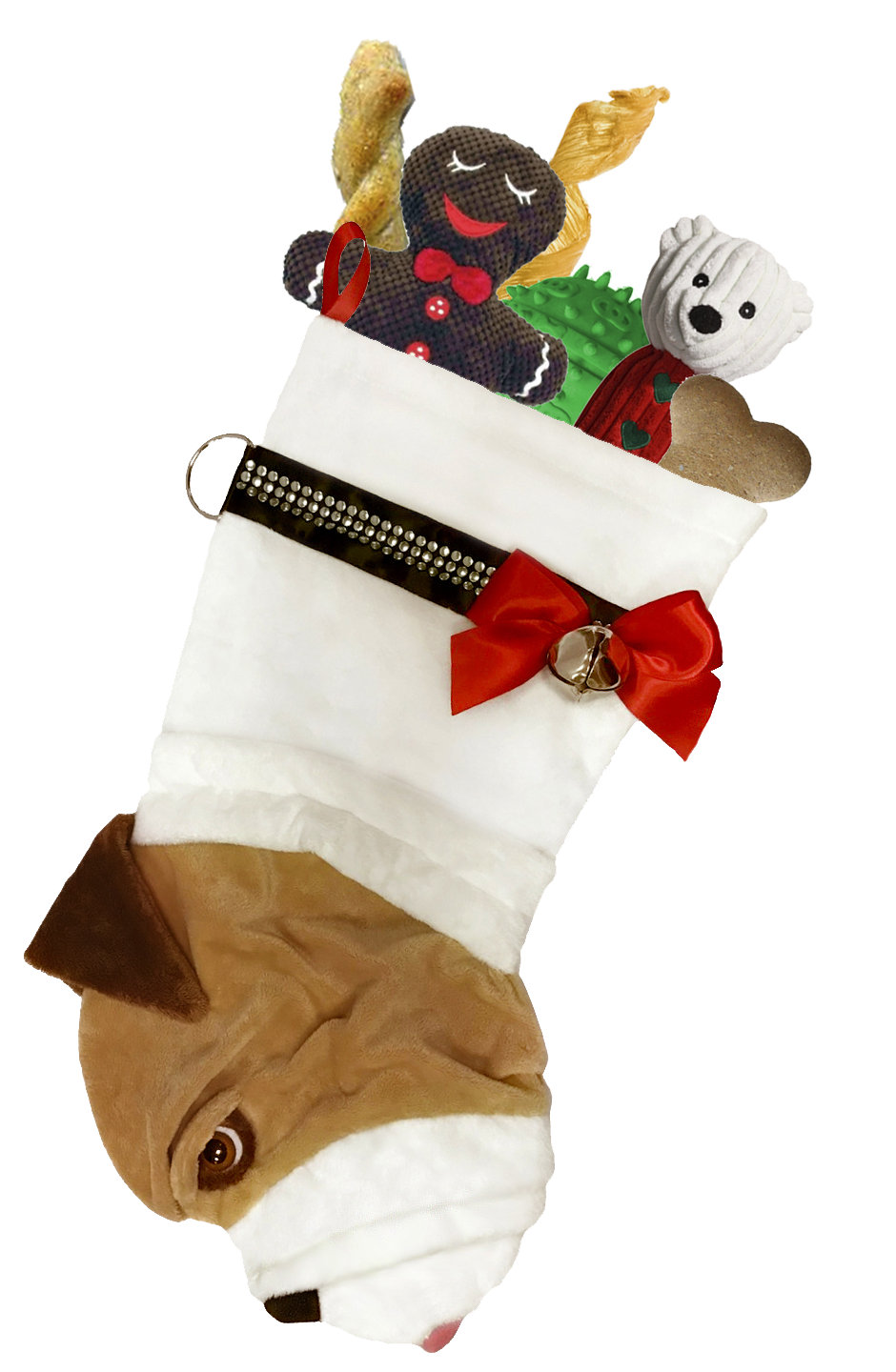 This English Bulldog dog Christmas stocking is perfect for stuffing toys and treats into to spoil your fur baby for Christmas, or whatever holiday you celebrate!