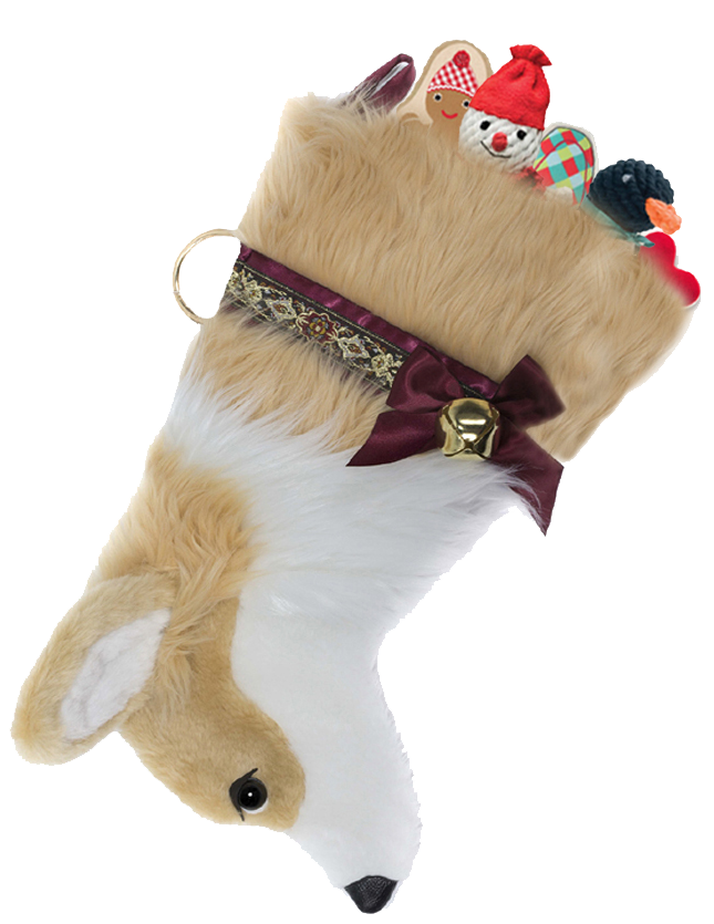 This Corgi dog Christmas stocking is the perfect gift for stuffing toys and treats into to spoil your fur baby for Christmas, or whatever holiday you celebrate!